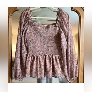 Dress up size large Floral Smocked top